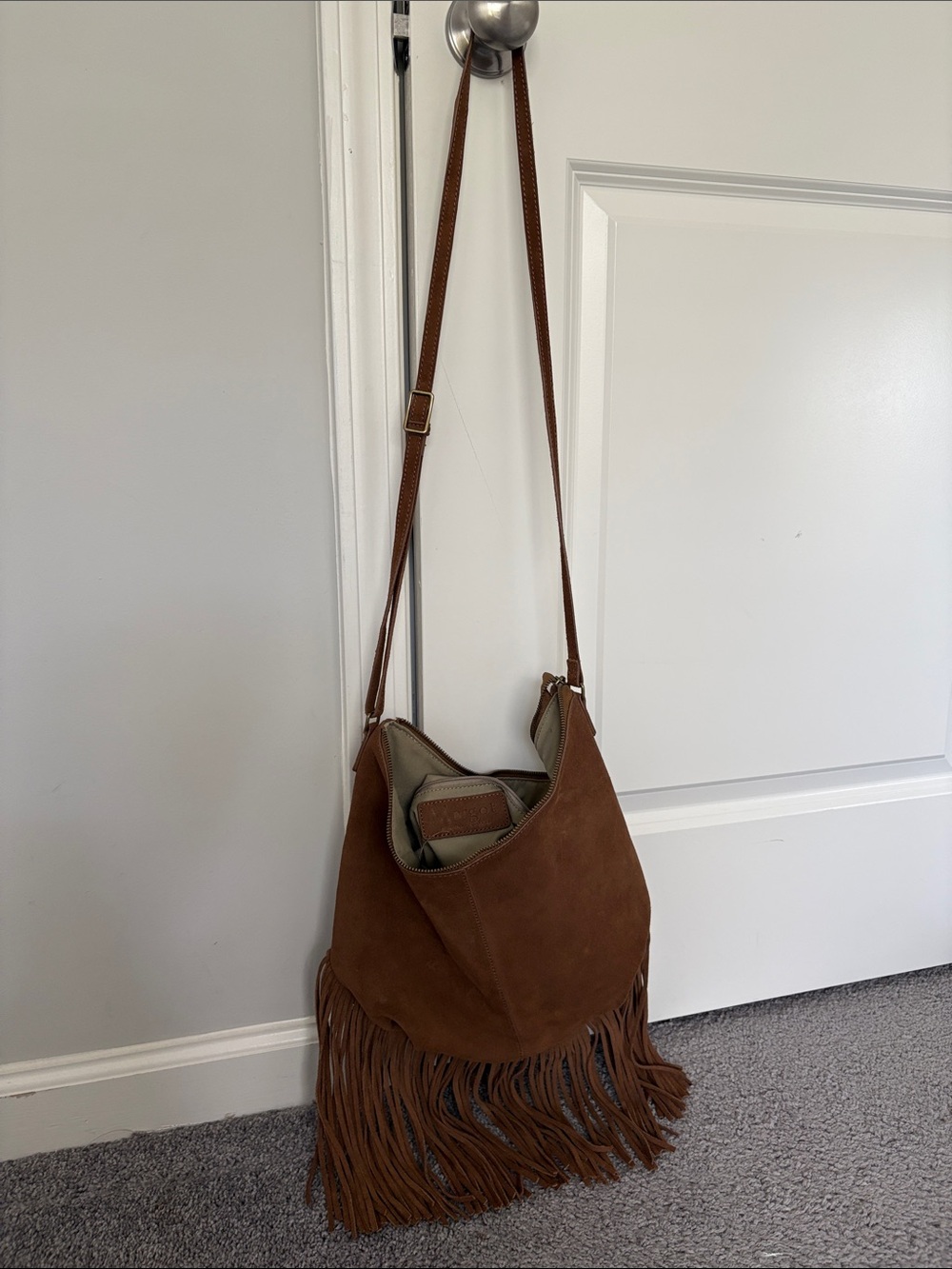 Margot Suede Leather Chic Fringe Hobo